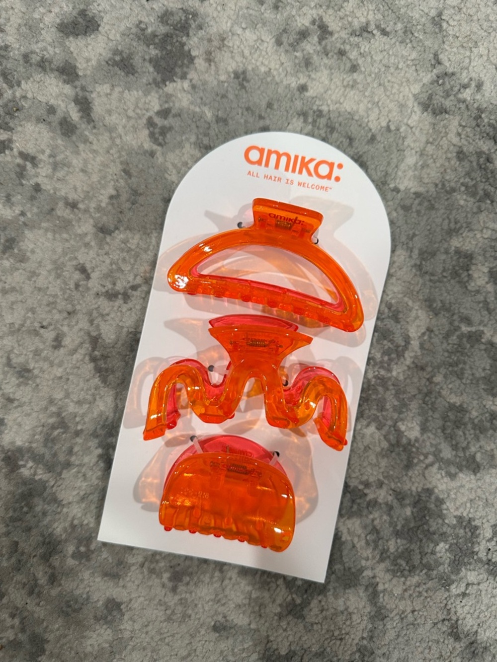 amika Orange and Pink Acrylic Hair Clip Set - 3 Pieces